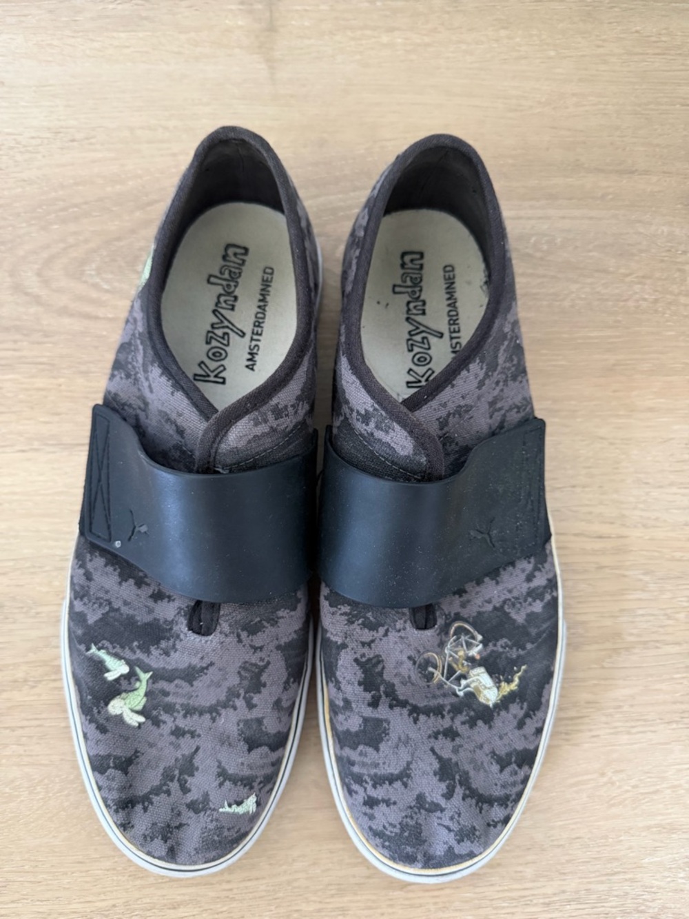 Puma Men's Slip-On Loafers in Charcoal Camouflage with Black Strap